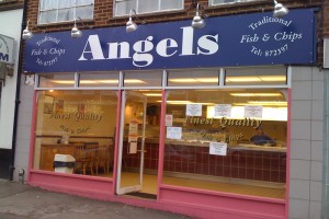 Angels fish and chip shop sign