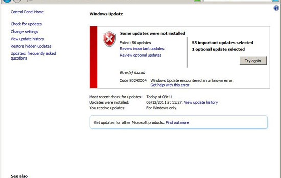 Windows Update Error – 80243004